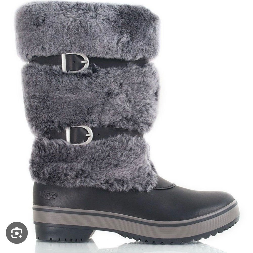 UGG REYKIR Grey and Black Insulated Snow boots size 6.5 EUC